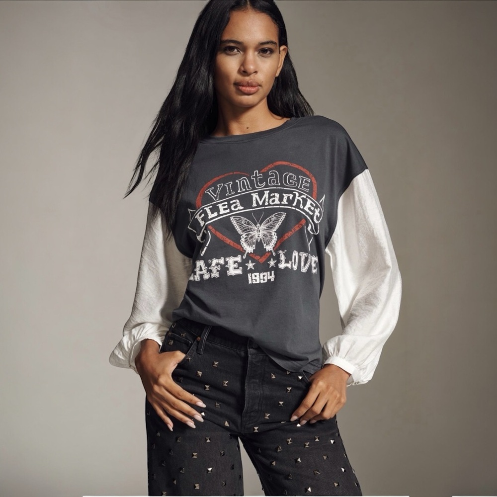 NWT Anthropologie Pilcro Twofer Band Top Dark Grey Size Small